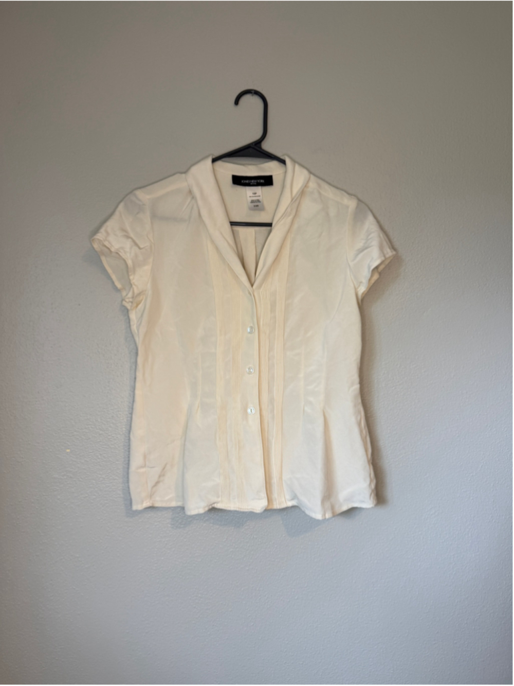 Jones New York 100% Silk Ivory Pintuck Blouse 10P